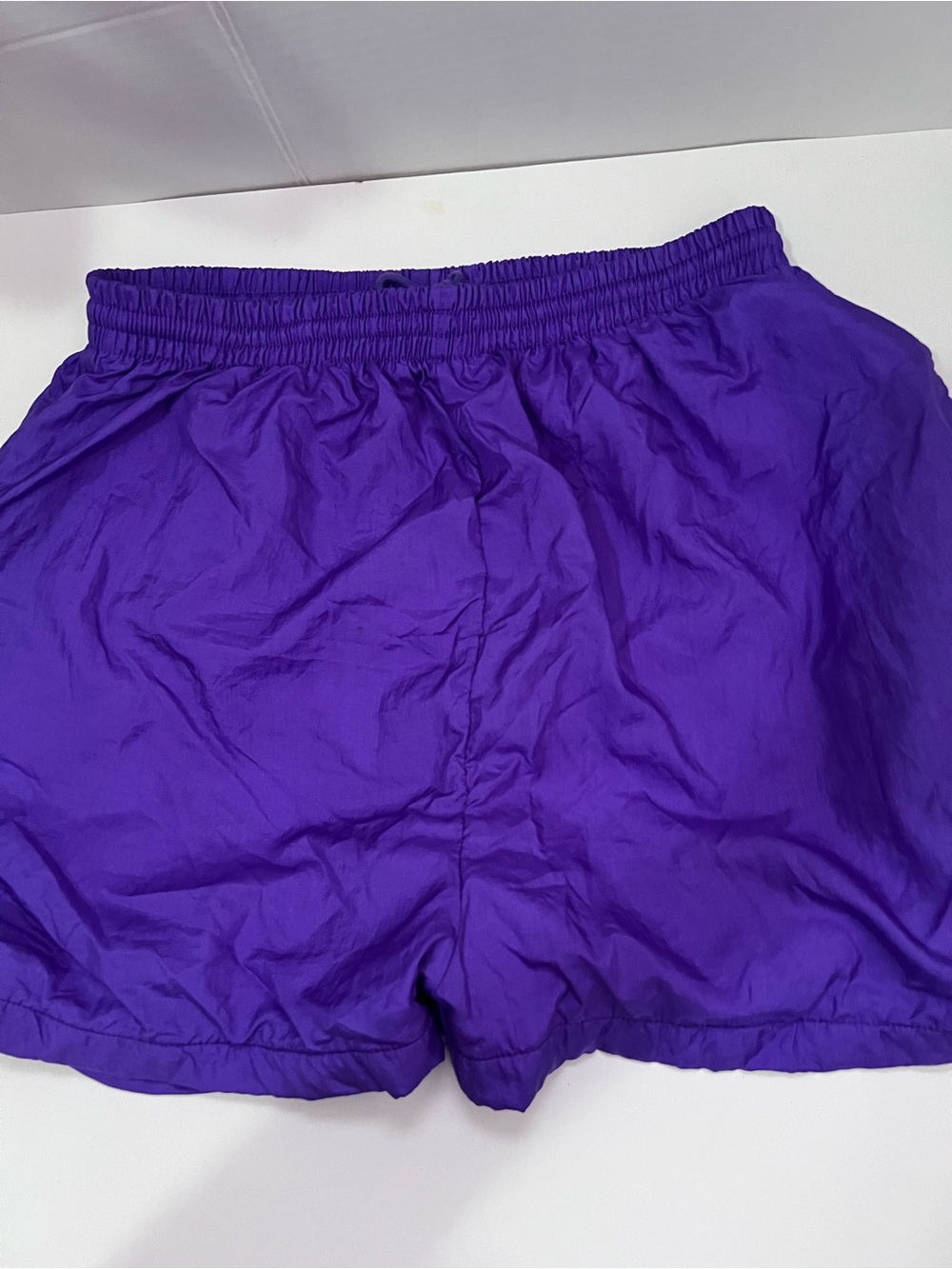 Vintage Purple 90s Nylon High Rise Athletic Gym Beach Shorts Mens